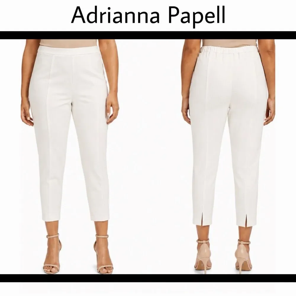 Adrianna Papell Crepe Slim Pants Ivory Women’s Sz 18 NWT $89 Classic Chic